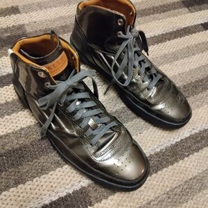 BALLY MENS SHINEY PATENT LEATHER GRAY HIGH TOPS SNEAKERS ETHYX SHOES US 9.5